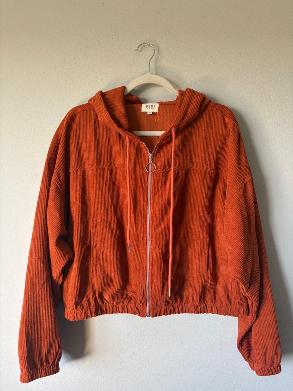 BiBi Corduroy Cropped Hooded Jacket Size XL